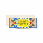 Christmas card with 'Merry Christmas!' text and holly design on a white background