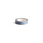 A roll of dusty blue Classiky washi tape with small white polka dots, shown on a clean white background.