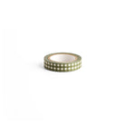 A roll of khaki-green and white gingham Classiky washi tape shown on a clean white background.