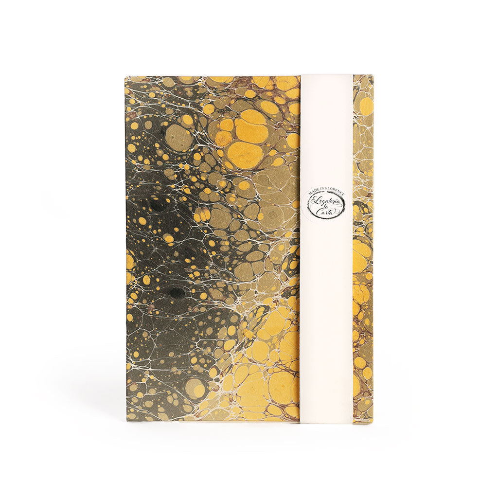 Coptic Marbled Paper Notebooks Q12 (Green + Gold + White + Red)   at Boston General Store