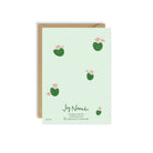 Back of card with floral lily pads 