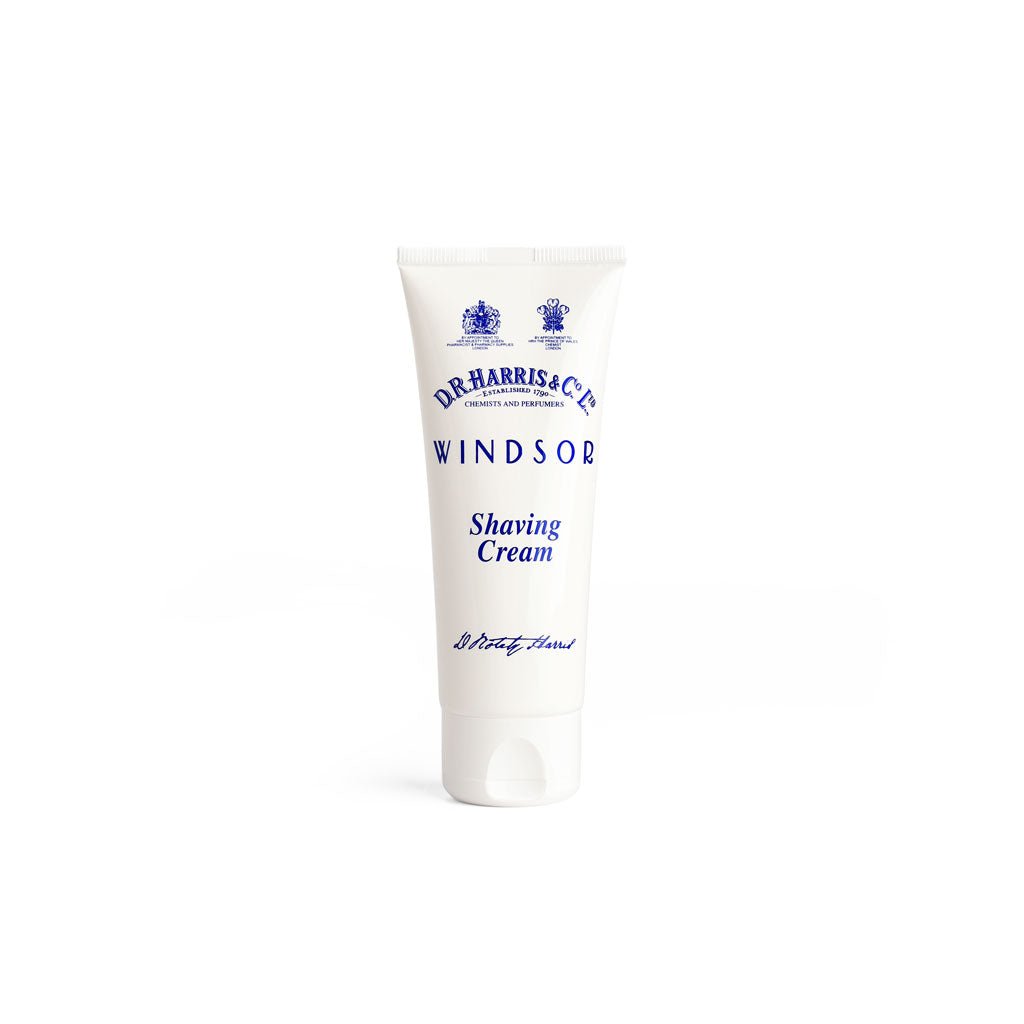 Dr. Harris Windsor Shaving Cream tube on a white background