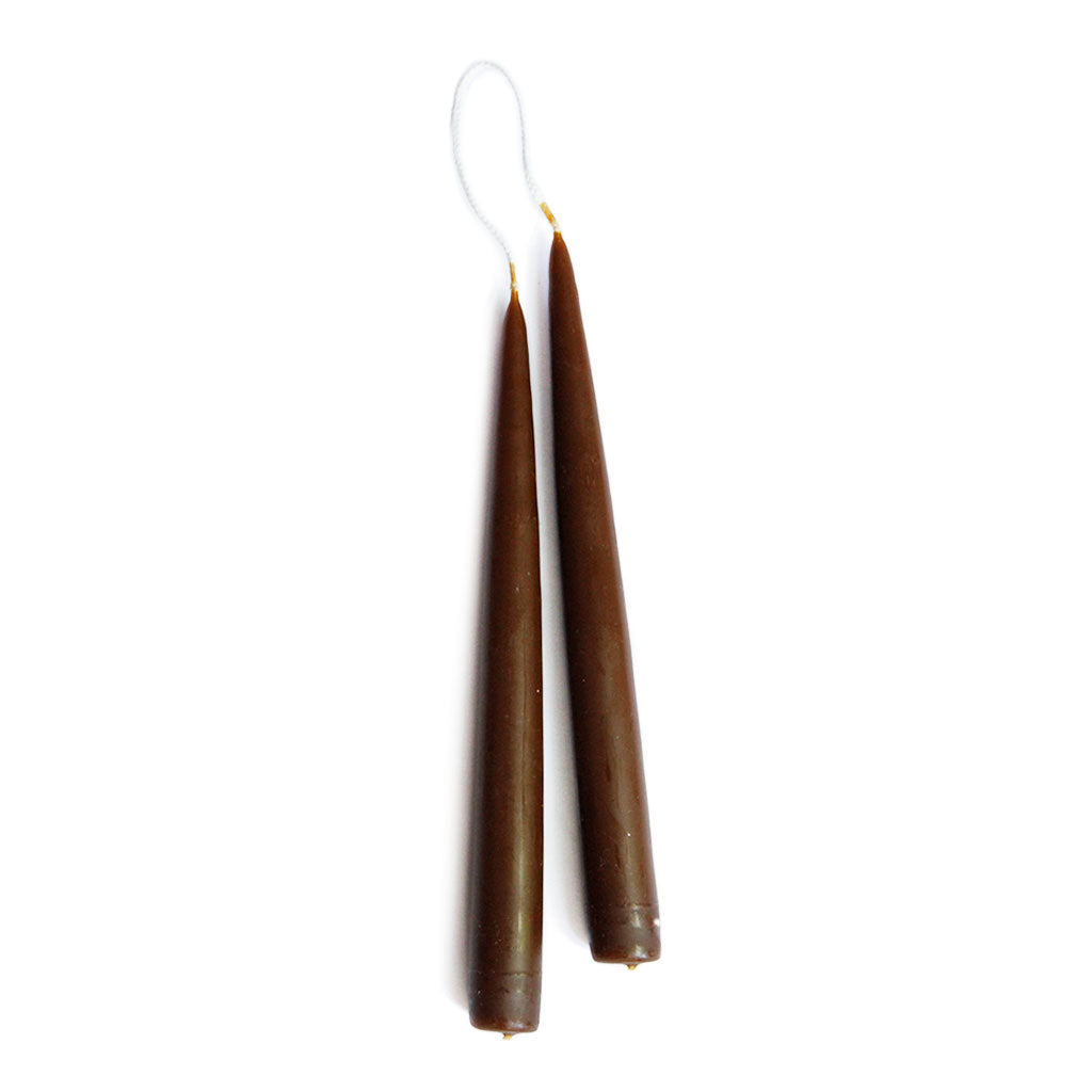 Hand Dipped Taper Candle Set Chocolate 9&quot;  at Boston General Store