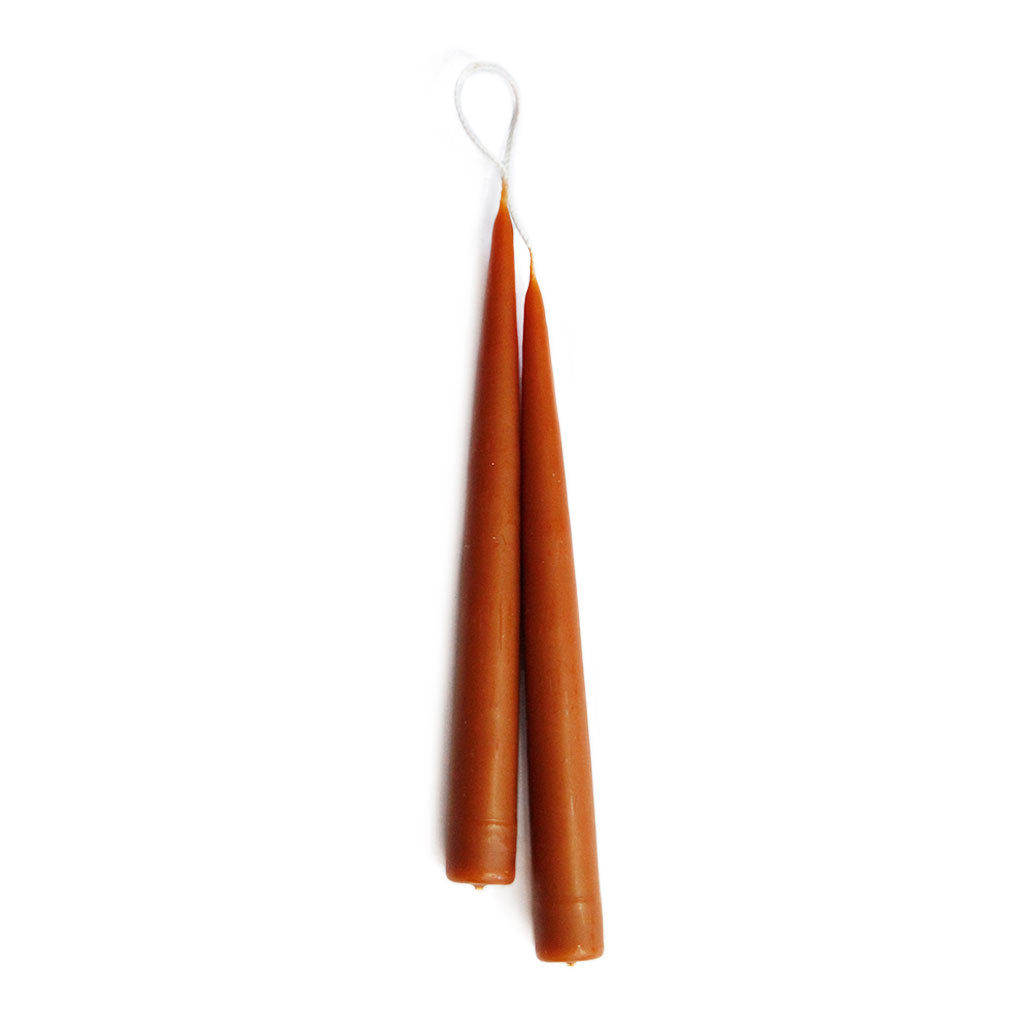 Hand Dipped Taper Candle Set Rust 9&quot;  at Boston General Store