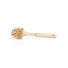 Small wooden demitasse bottle brush with horsehair fibers on white background