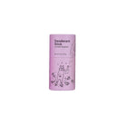 Pink lavender bergamot deodorant stick with a cartoon cat design on a white background