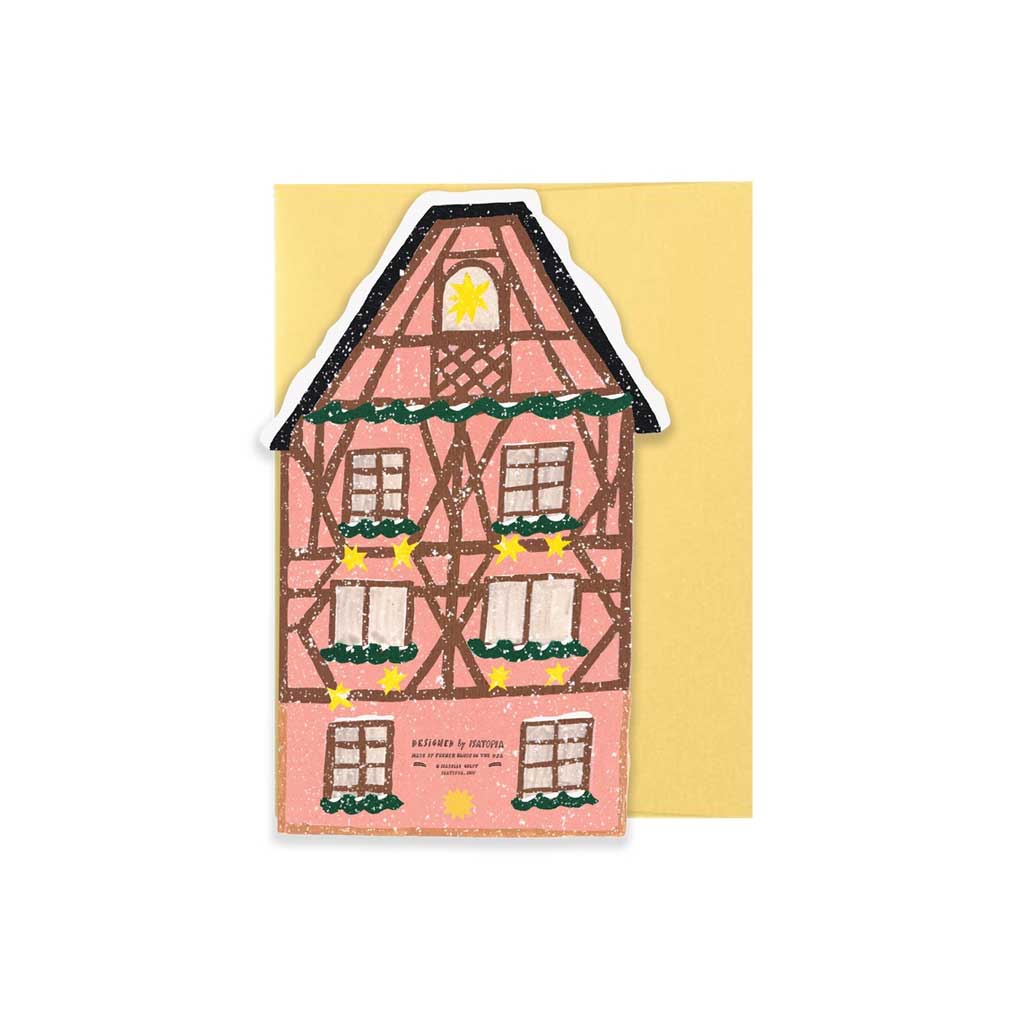 Die - Cut Pink Cottage Holiday Card Boston General Store