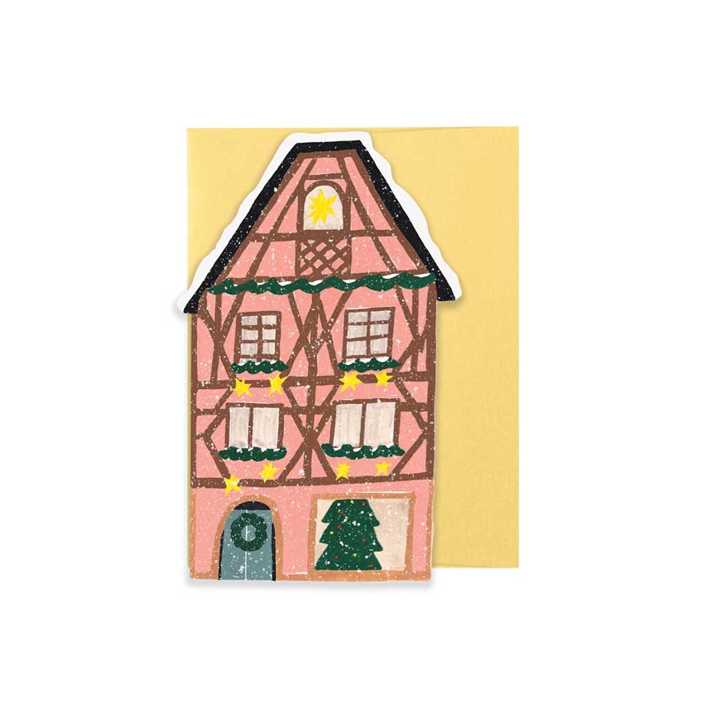 Die - Cut Pink Cottage Holiday Card Boston General Store