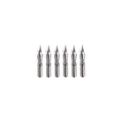 Set of six metal nibs on a white background