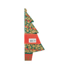 Back of tree-shaped paper decoration folded closed.