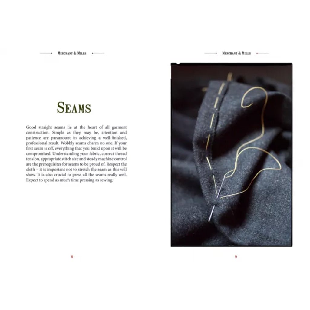 Text on sewing techniques with a close-up of fabric and thread.