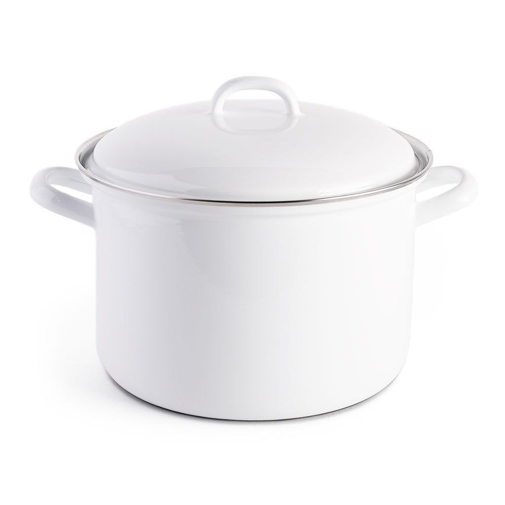 Riess Enamel Stewpot with Lid, Classic White | Boston Riess Enamel Stewpot with Lid, Classic White | Boston
