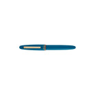 Blue pen with gold accents on a white background
