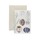 Greeting card with nature-themed illustrations on a white background