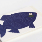 Blue fish illustrated card on a white background