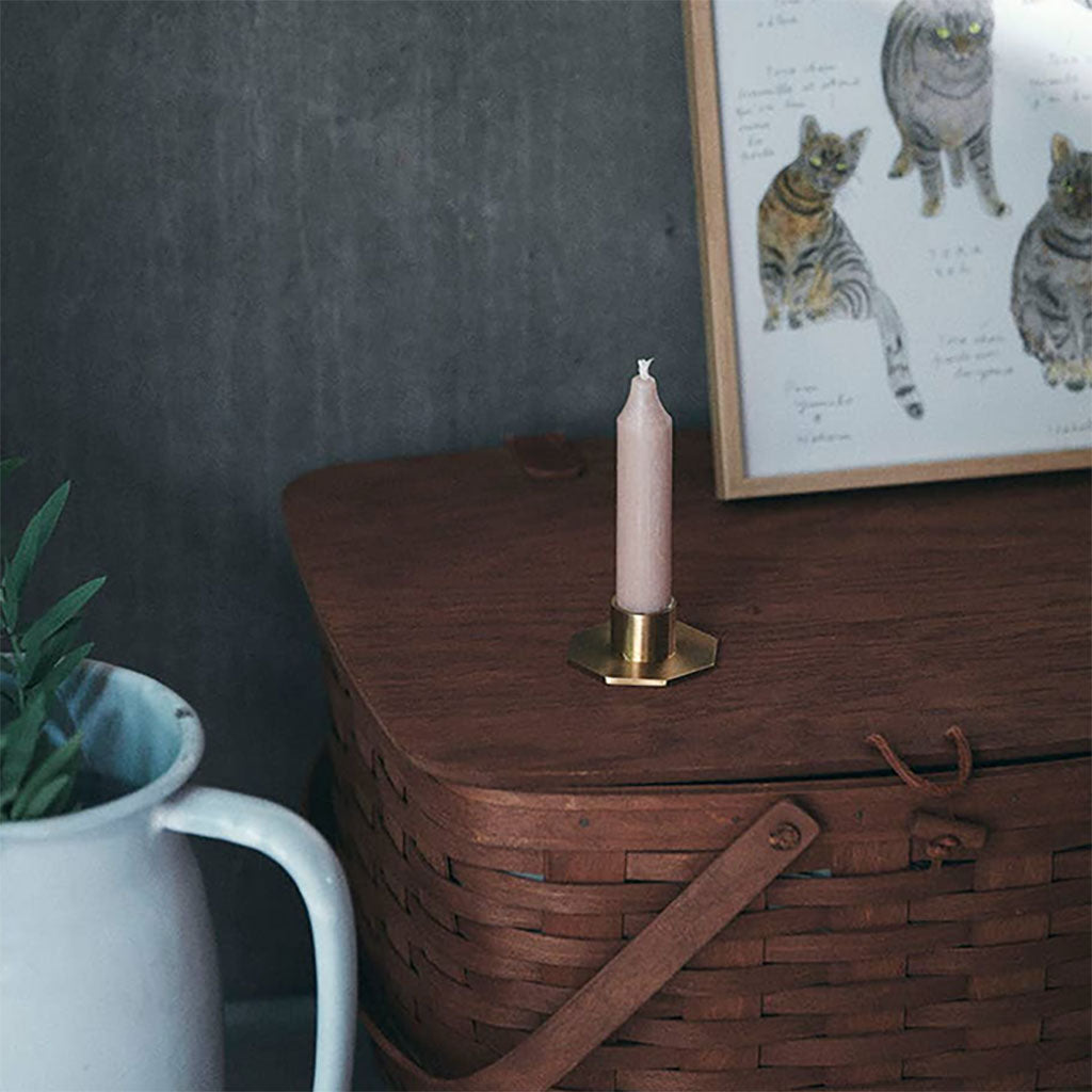 Brass Candleholder, Octagon    at Boston General Store