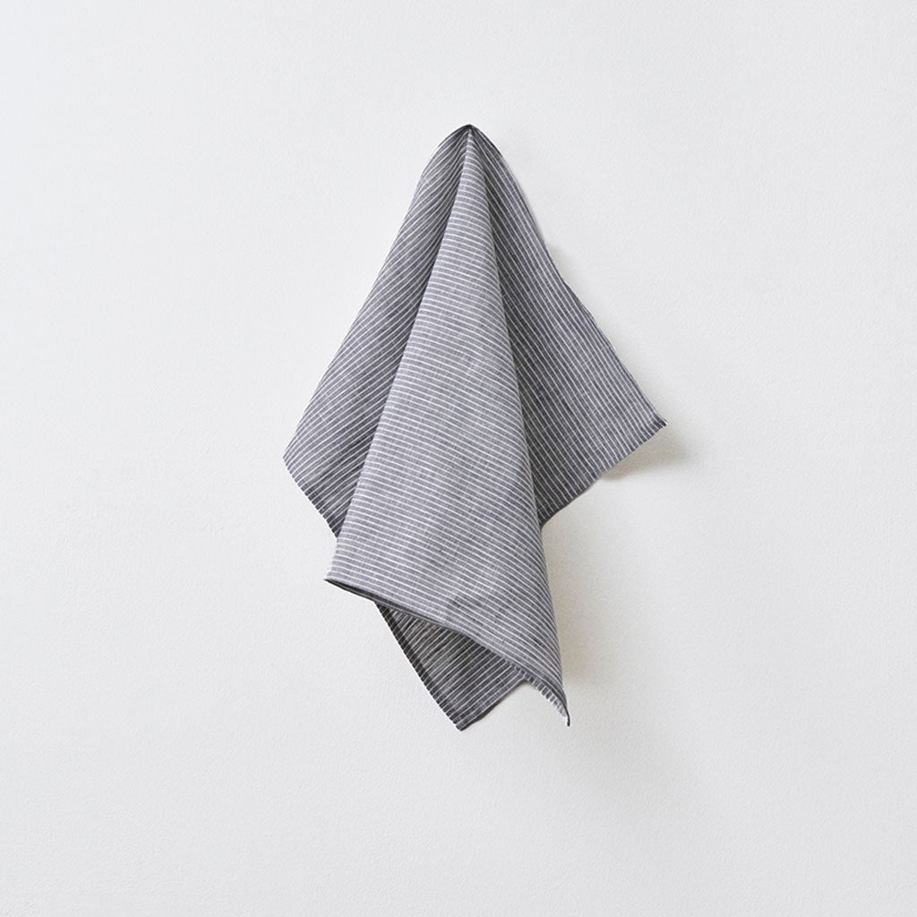 Fog Linen Kitchen Cloth: Grey White Stripe    at Boston General Store