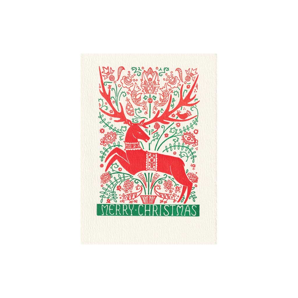 Folk Deer Holiday Greeting Card Boston General Store
