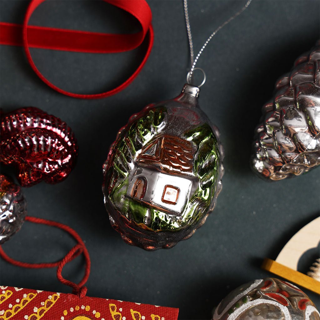 Forest Cabin Glass Ball Ornament Boston General Store