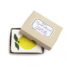 Box of fruit notecards with a lemon design on a white background