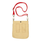 Beige canvas garden pouch with red strap and Niwaki branding on white background