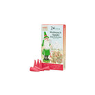 Box of KNOX sandalwood incense next to red incense cones on white background