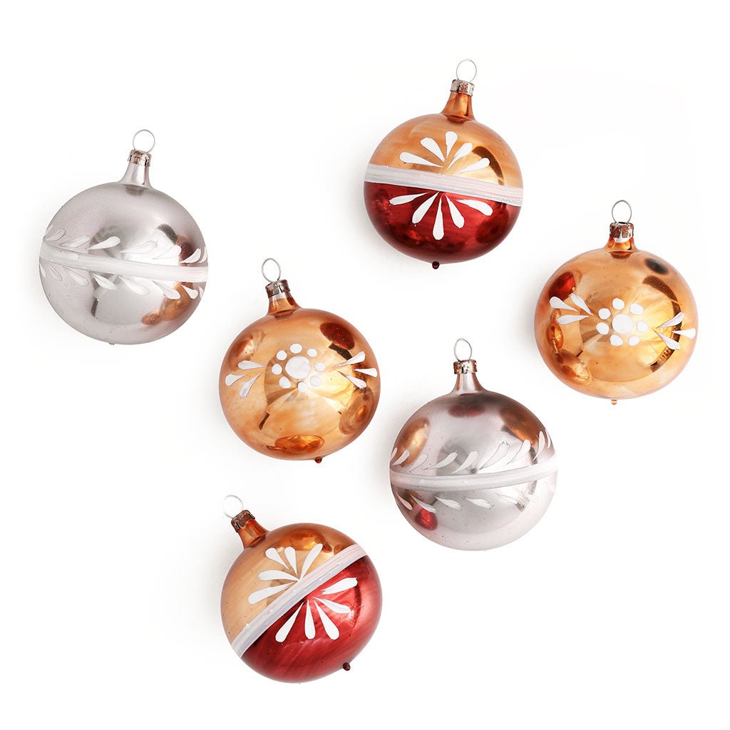 Glass Bauble Ornaments, Set of 6 Boston General Store