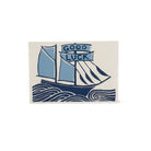 greeting card featuring a sailboat with good luck written in the sails