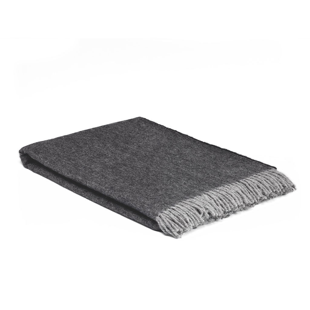 Graphite Herringbone Merino Lambswool Blanket Boston General Store
