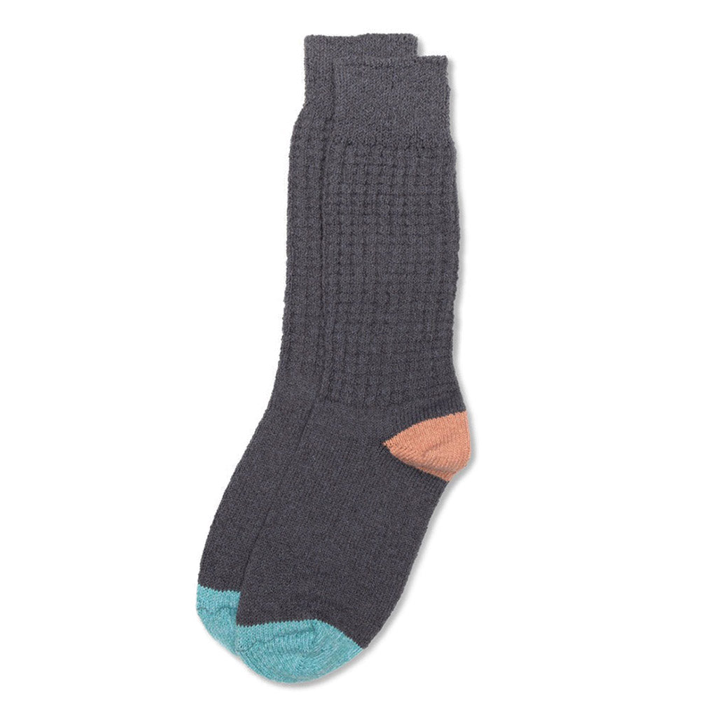 Women&#39;s Cotton Waffle Knit Socks Dark Grey   at Boston General Store