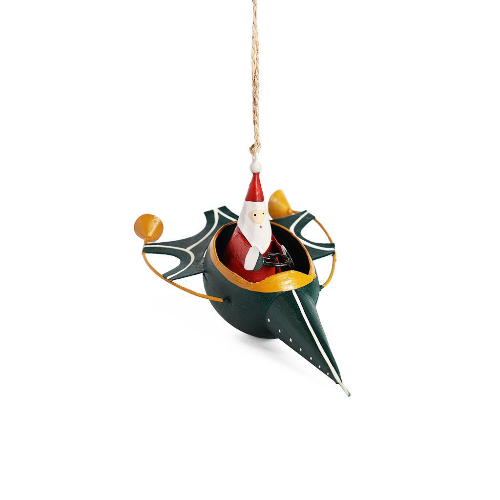 Green Rocket Santa Ornament Boston General Store