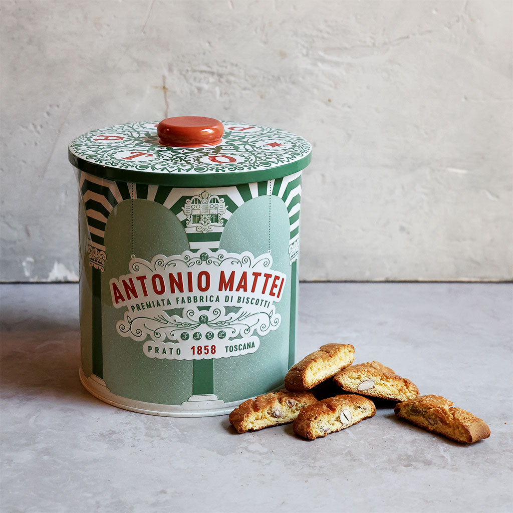 Red &amp; Green Special Edition Tin Biscotti di Prato with Almonds    at Boston General Store