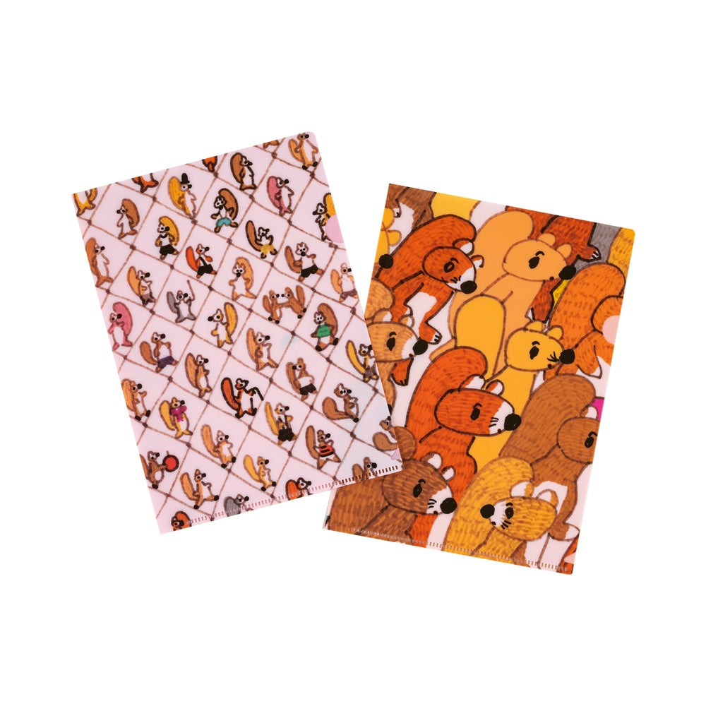 100%ORANGE: Hobonichi Folder Set of 2 for A5 Size - Squirrel Squadron at Boston General Store