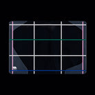 Clear cover for A5 Hobonichi Techo cover with colorful dotted plaid pattern against black background