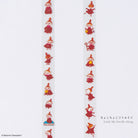 Two narrow strips of decorative tape featuring the Moomin character Little My Rolls in a red robe, shown on a plain white background with Japanese text reading 'Little My Strolls Along' and a Moomin Characters copyright mark.