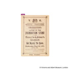 An A6-sized pencil board with a vintage programme booklet design for the Victoria and Albert Museum foundation stone ceremony, printed in black on aged beige background with a small purple tab at the top left.