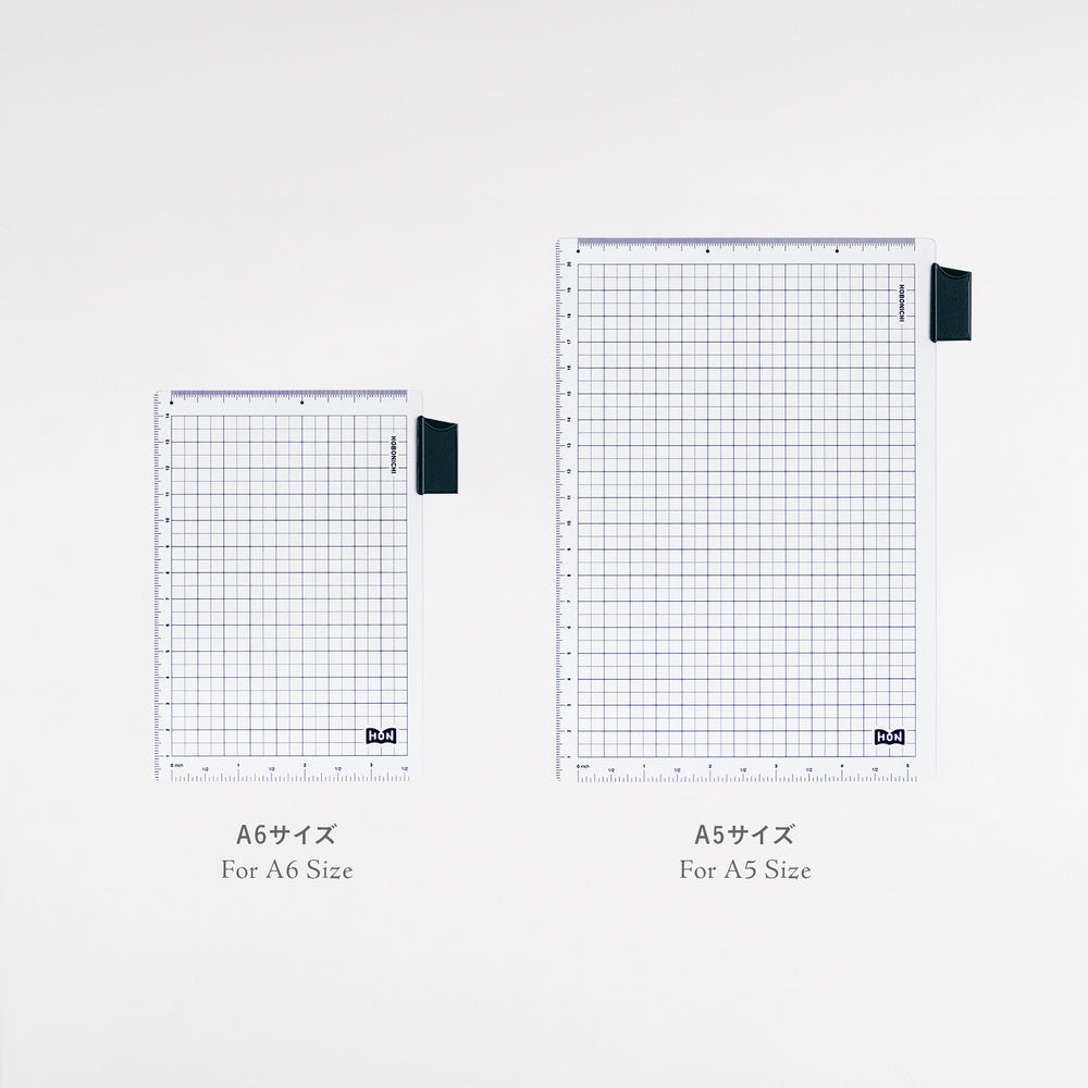 Two gridded pencil boards for Hobonichi Techo HON, with one A6 board on the left and one A5 board on the right.