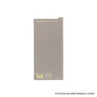Back of pencil board for Techo Weeks with plain gray background and pale yellow V&A logo in corner against white background