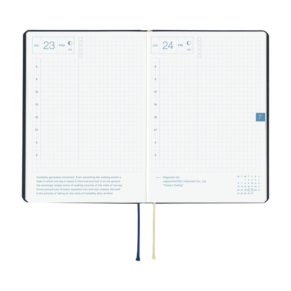 Hobonichi Techo HON A6 2026 - Slash (Navy) at Boston General Store