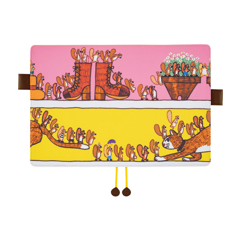 Hobonichi Techo Cousin A5 2026 - Book with Cover - 100%ORANGE: Where’s the Squirrel Going at Boston General Store