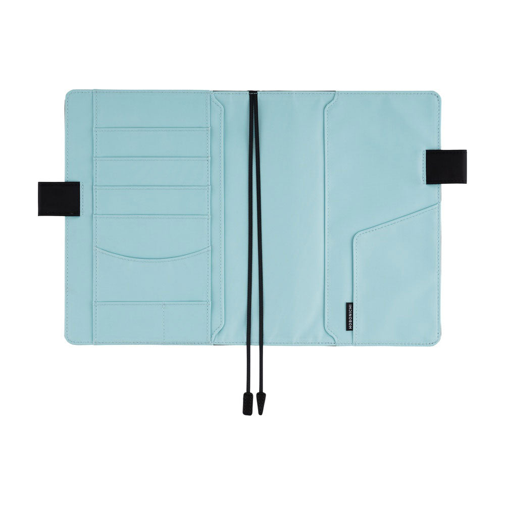 Hobonichi Techo Cousin A5 2026 - Book with Cover - Colors: Black x Clear Blue at Boston General Store