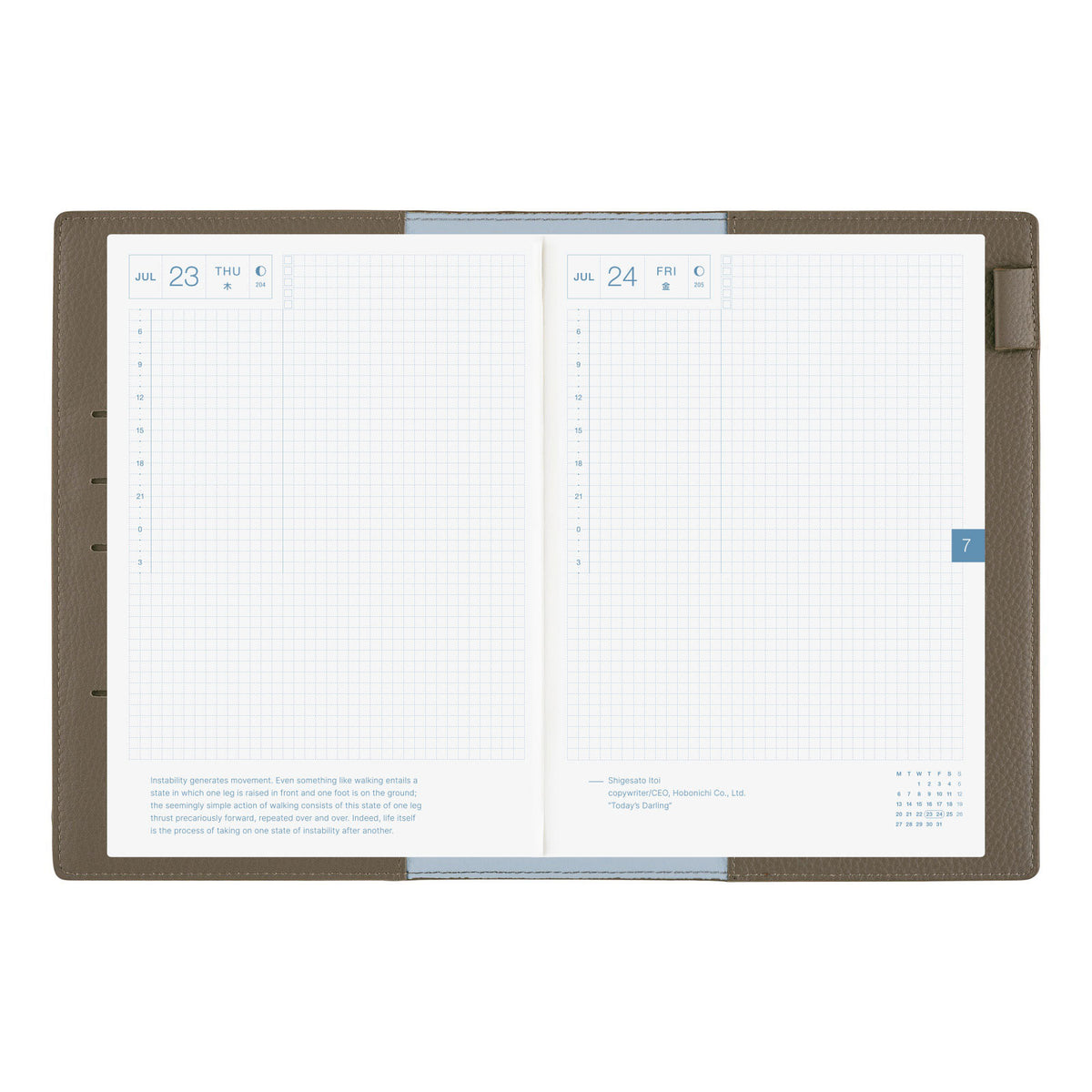 Hobonichi Techo Cousin A5 2026 - Book with Cover - Leather: Taut (Gray &amp; Light Blue) at Boston General Store