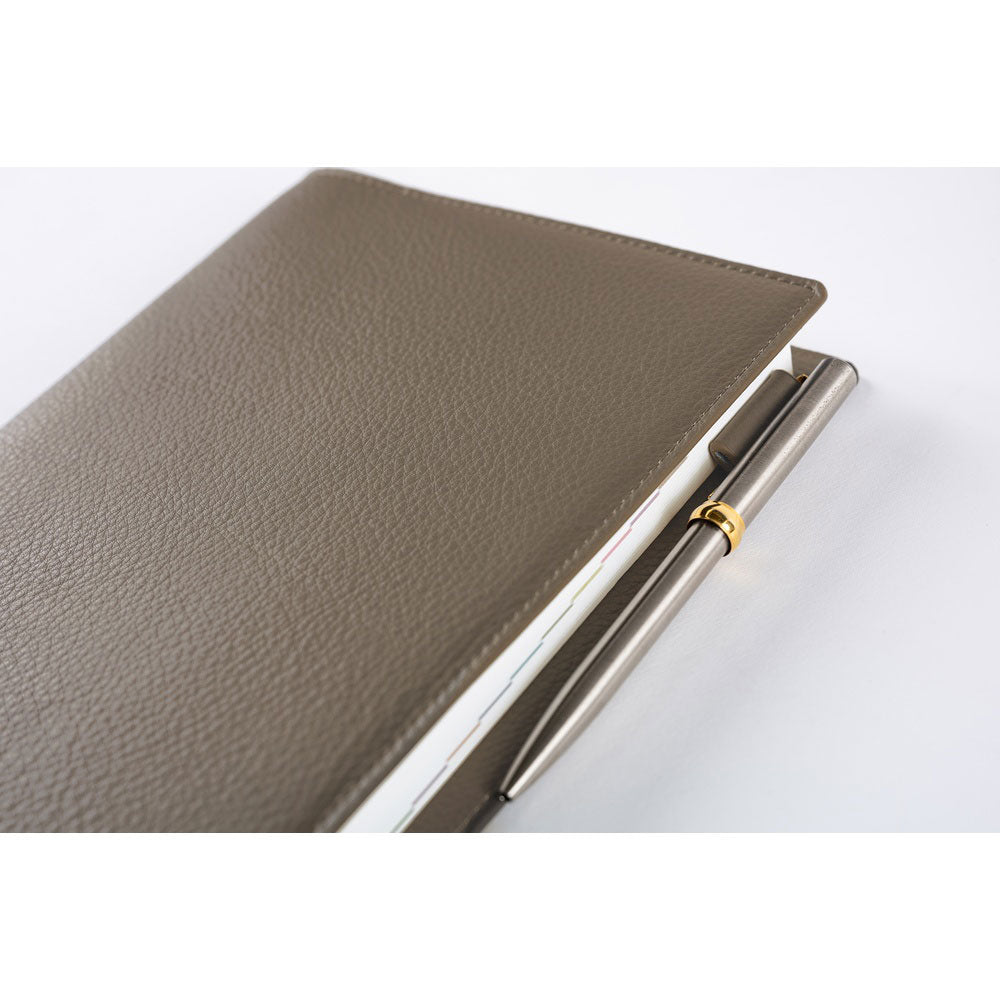Hobonichi Techo Cousin A5 2026 - Book with Cover - Leather: Taut (Gray &amp; Light Blue) at Boston General Store