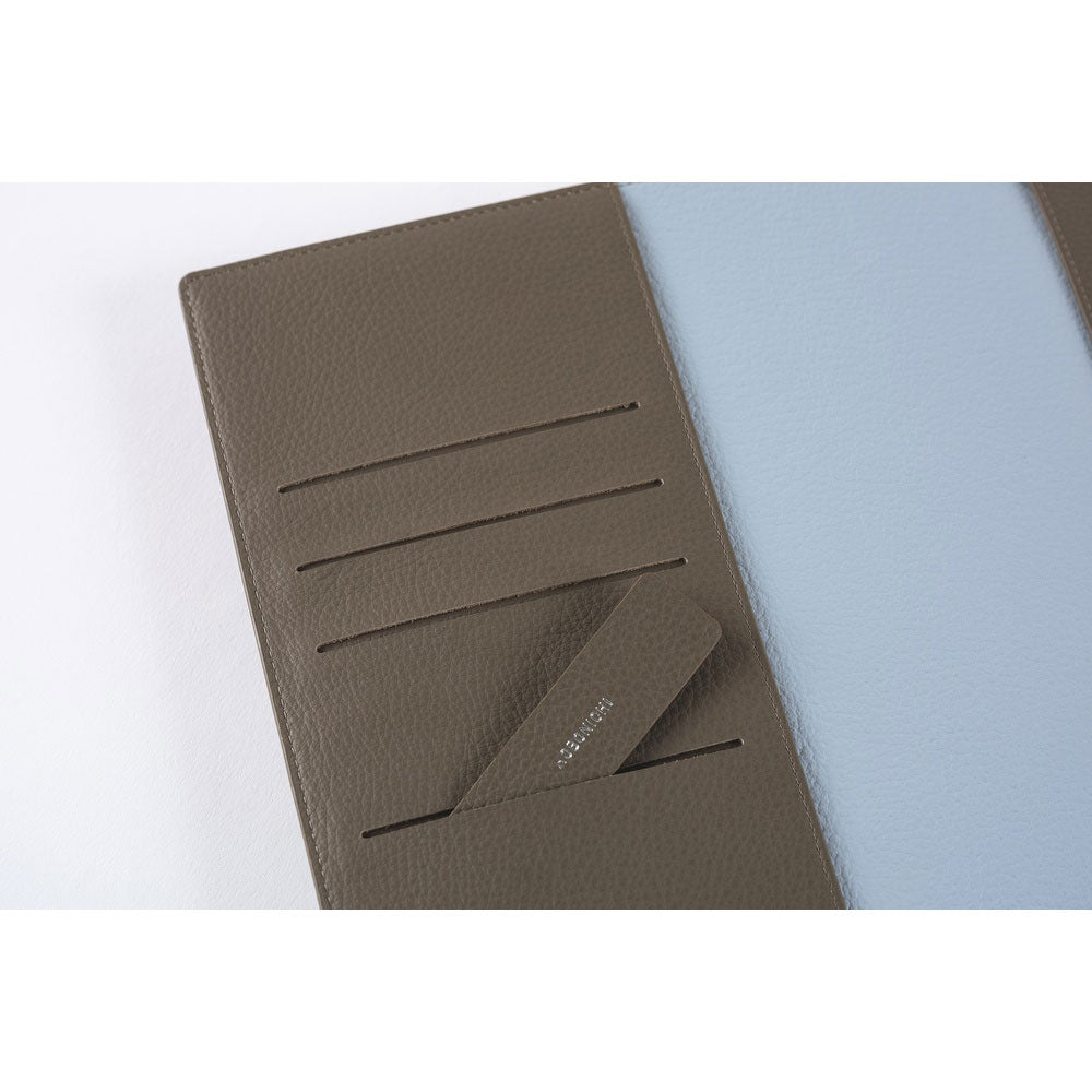 Hobonichi Techo Cousin A5 2026 - Book with Cover - Leather: Taut (Gray &amp; Light Blue) at Boston General Store