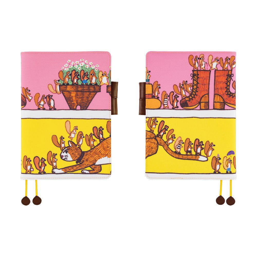 Hobonichi Techo Cousin A5 2026 - Book with Cover - 100%ORANGE: Where’s the Squirrel Going Boston General Store