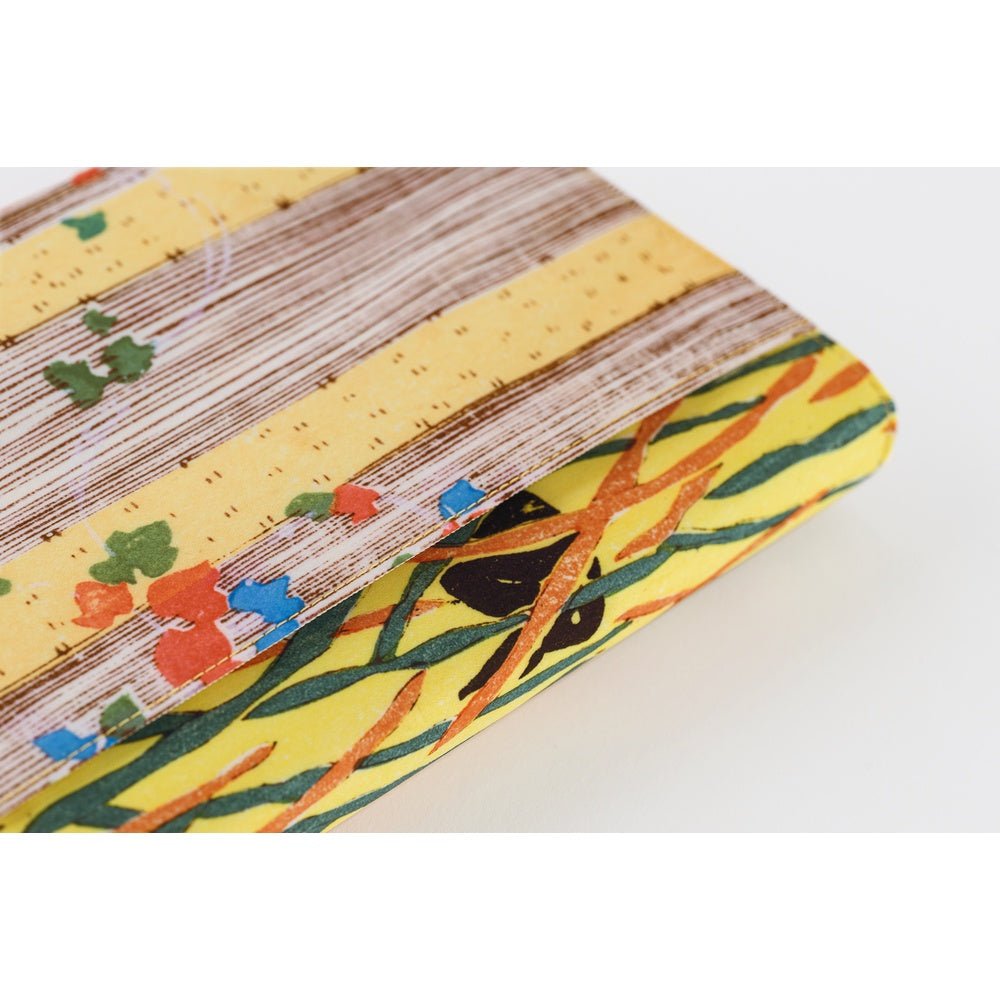 Close up of back of Hobonichi Unsodo A5 Cousin Book in Cover on white background