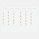 Month at a glance spread of Hobonichi Techo 2026 Cousin A5 Spring Start planner on white background