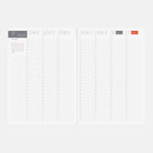 An open A5 Hobonichi Techo 2027 Cousin planner book with weekly spread for November 2027 on white background