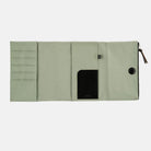 Oakmoss green fabric Tragen zippered cover for Hobonichi Techo Cousin A5 planner on white background
