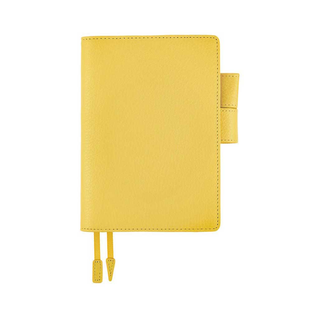 Yellow leather notebook cover for Hobonichi Techo A6 planner